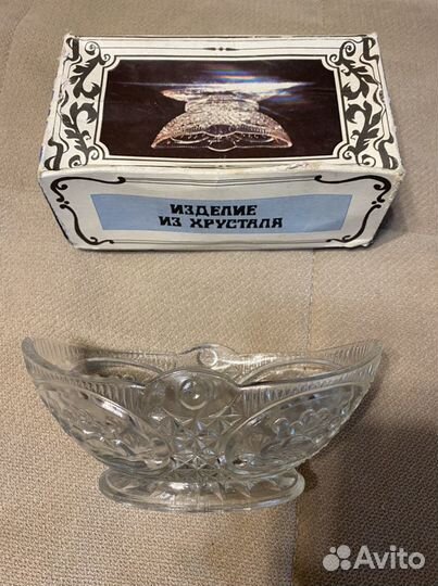 Новые хрустальные вазы лодочки в коробке СССР