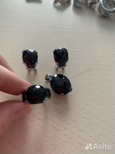 Серебряные серьги кольца подвески