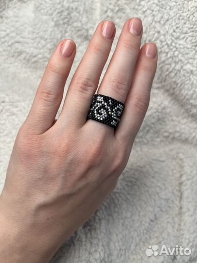 Кольцо широкое из бисера ручной работы