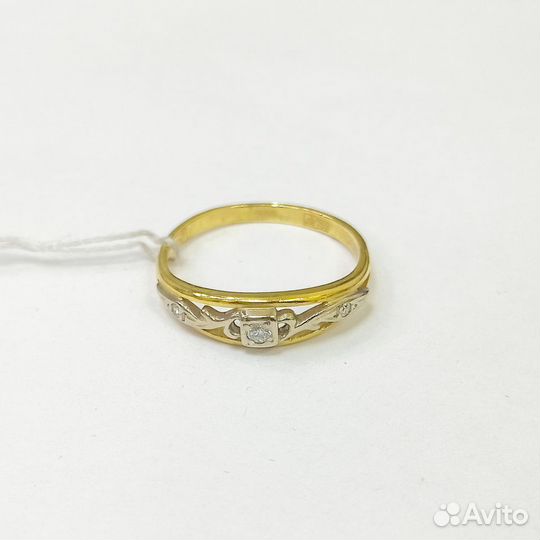 Золотое кольцо 750 пробы с бриллиантом 18 р-р (281