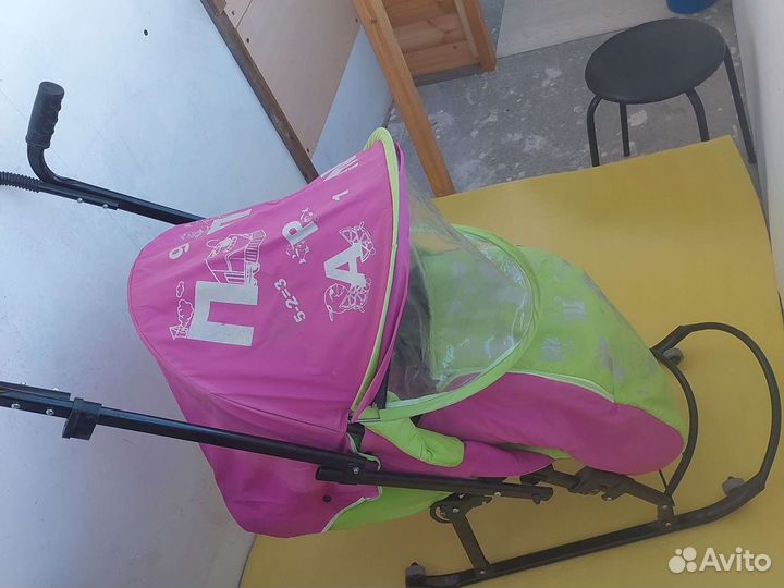 Детские санки коляска с колесами