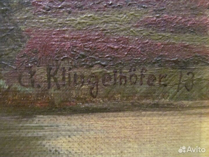 1913 Вечерний Пейзаж с мельницей Живопись маслом