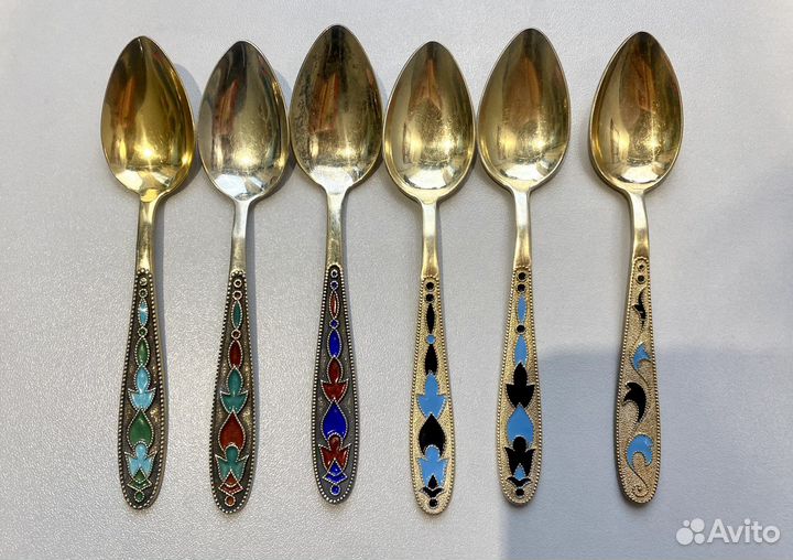 Ложка серебро эмаль СССР