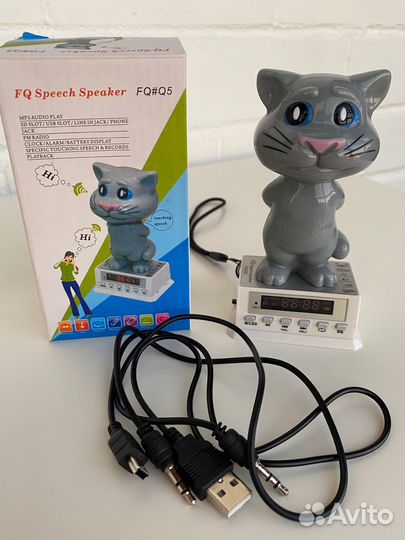 Интерактивный кот том колонка радио часы будильник