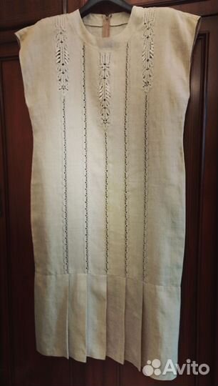 Платье женское лен вологодское кружево 48 -50