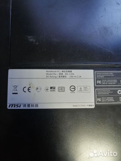 Ноутбук MSI ms-1356 на запчасти