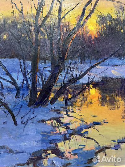 Картина маслом на оргалите пейзаж