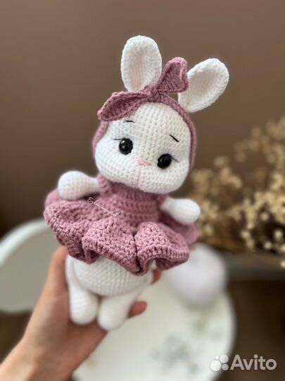 Вязаные игрушки, зайка, лев, мишка, дракон