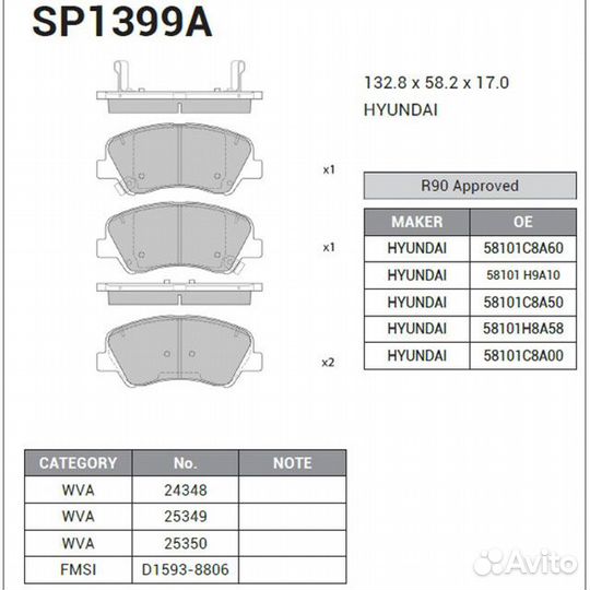 Колодки тормозные диск передние Hyundai i30 рест