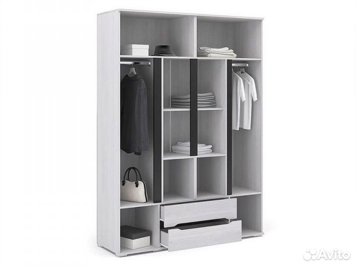 Шкаф белый 4х створчатый с ящиками Валенсия щк 014
