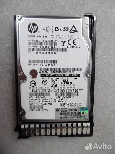 Жесткий диск HP 300Gb EG0300fbvfl SAS 2.5 10K