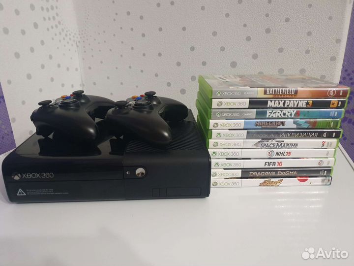 Приставка Xbox 360 с играми 2 геймпада