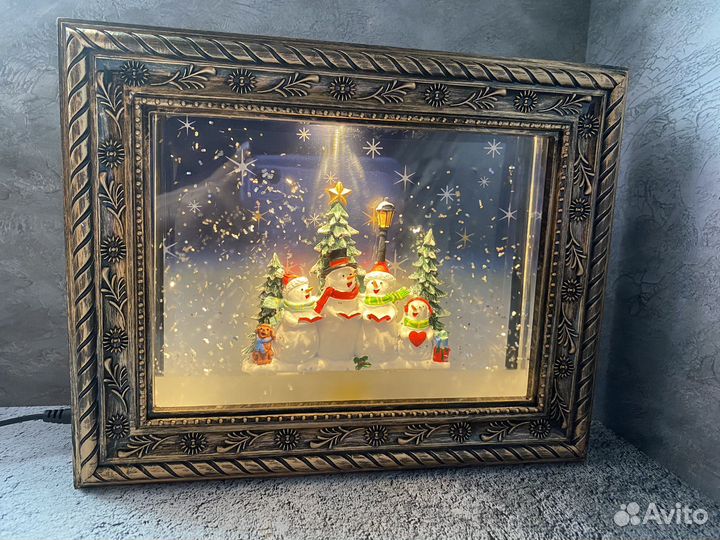 Новогодний музыкальный фонарь картина три вида