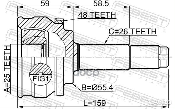 ШРУС наружный 25x55.4x26 1510-003A48 Febest