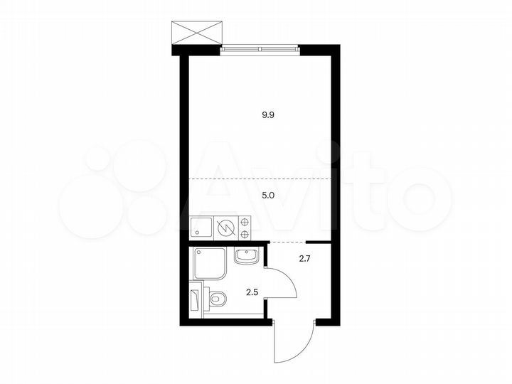 Квартира-студия, 20,1 м², 24/33 эт.