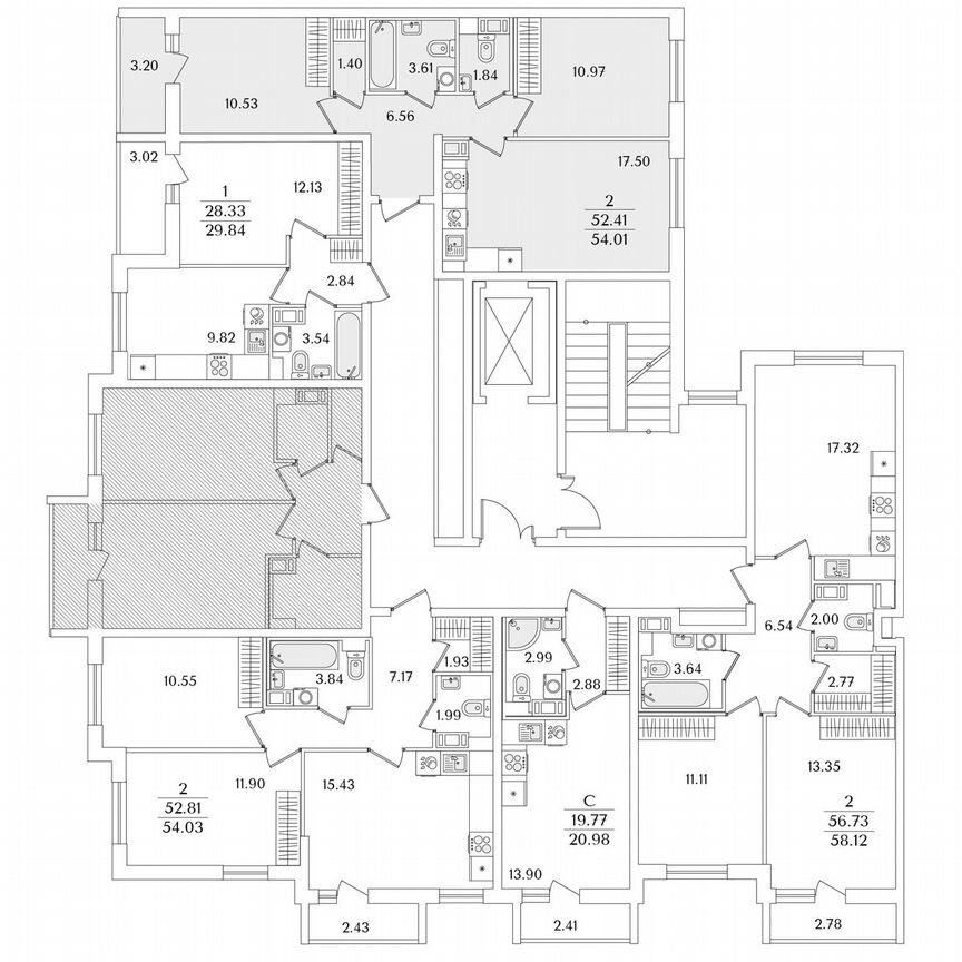 2-к. квартира, 54 м², 7/9 эт.