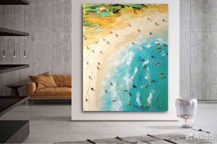 Текстурная картина маслом Пляж Лето Море
