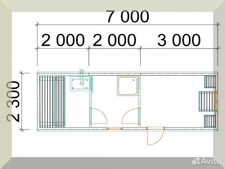 Мобильная баня 6Х2.3 М С открытой террасой #5