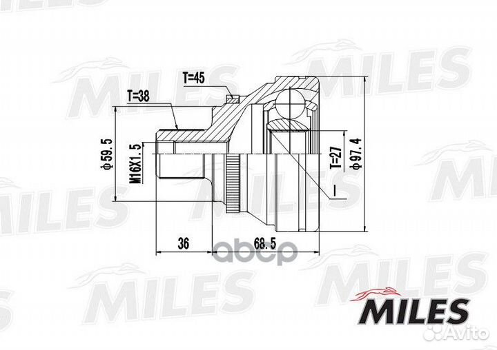 ШРУС audi 100/80/A6/V8 2.5D-4.2 88-97 нар. ABS