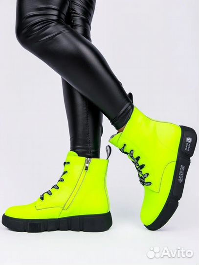 Новые кожаные зимние ботинки