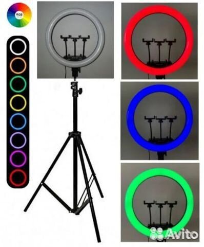Кольцевая лампа 25см Цветная + Штатив
