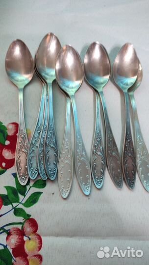 Позолоченные мельхиоровые чайные ложки СССР