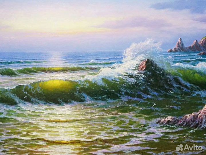 Картина маслом на холсте Море пейзаж Волны