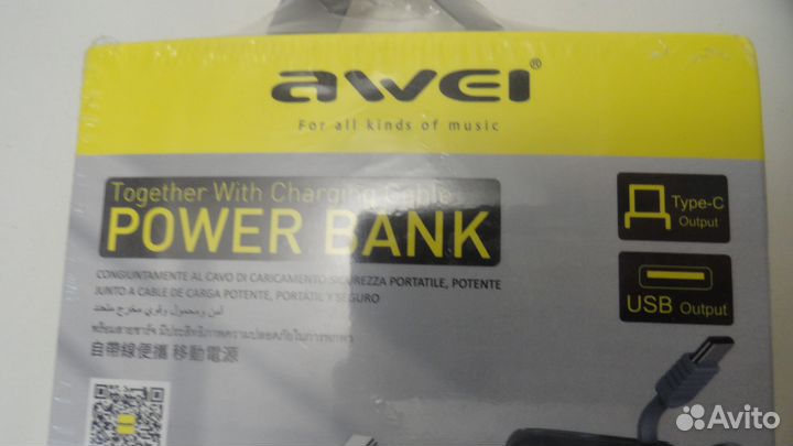 Внешний аккумулятор Power Bank awei 5000 mAh новый