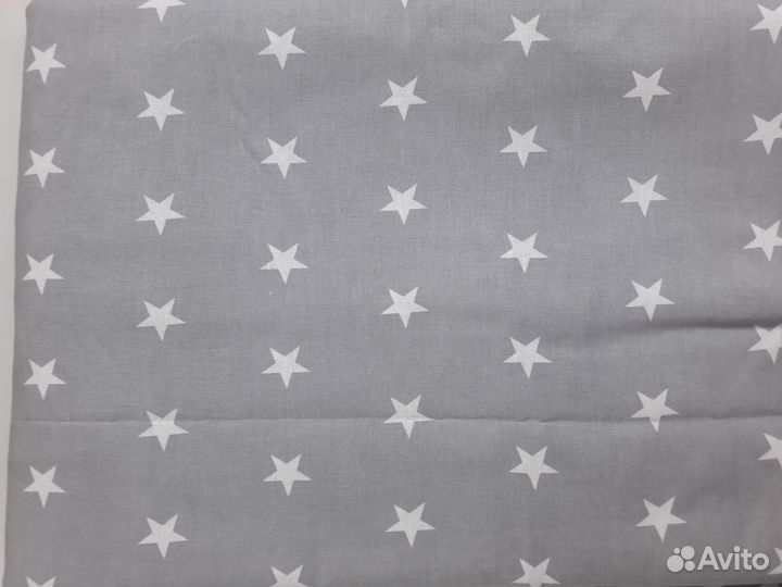 Ткань отрез 5 м хлопок 100 Звёздочки на сером