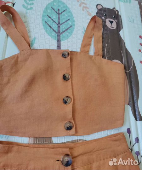 Комплект льняной юбка с топом