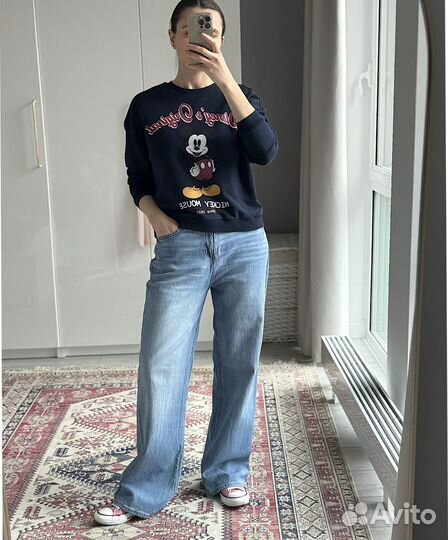 Джинсы женские широкие 46 48 голубые