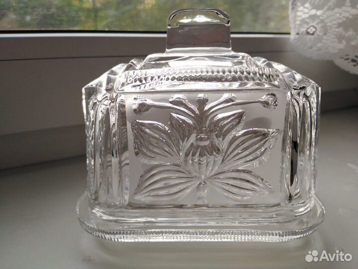 Хрусталь. Масленка хрустальная СССР