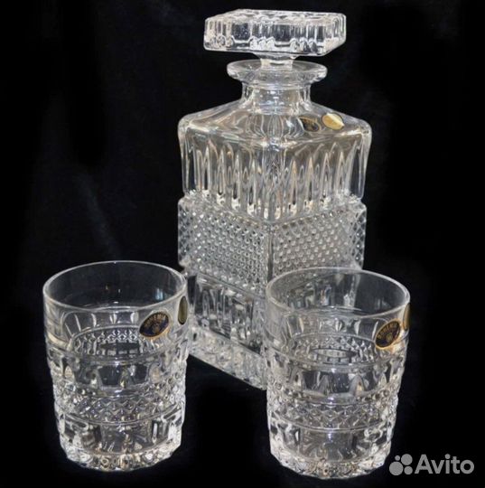 Подарочный, хрустальный штоф + 6 стаканов bohemia