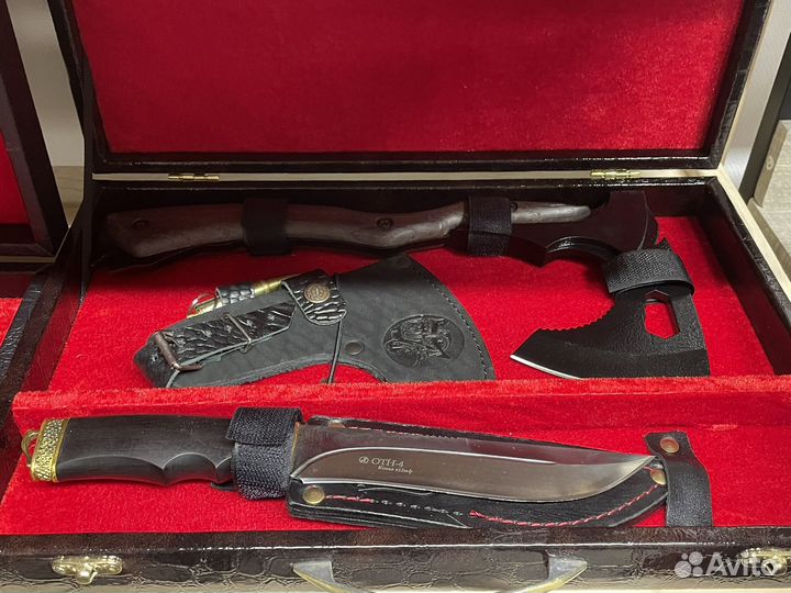 Крутой подарок мужчине топор в коробке с ножом