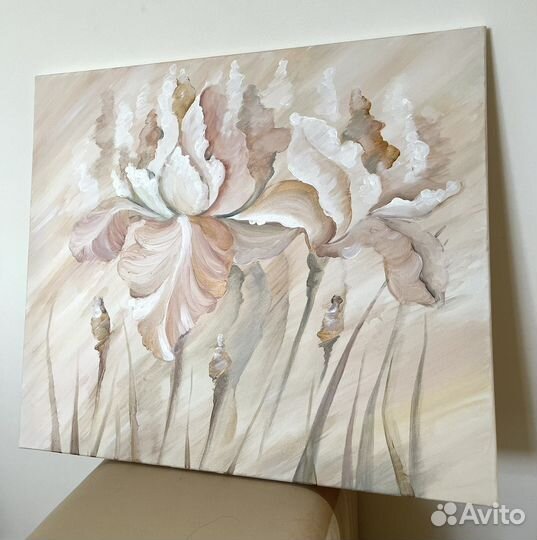 Картина в наличии 60х70 см «Нежные ирисы»