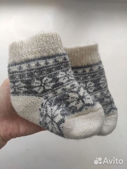 Шерстяные носки вязаные детские 12 размер