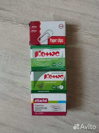 Скрепки канцелярские 100 шт металлические, цветные