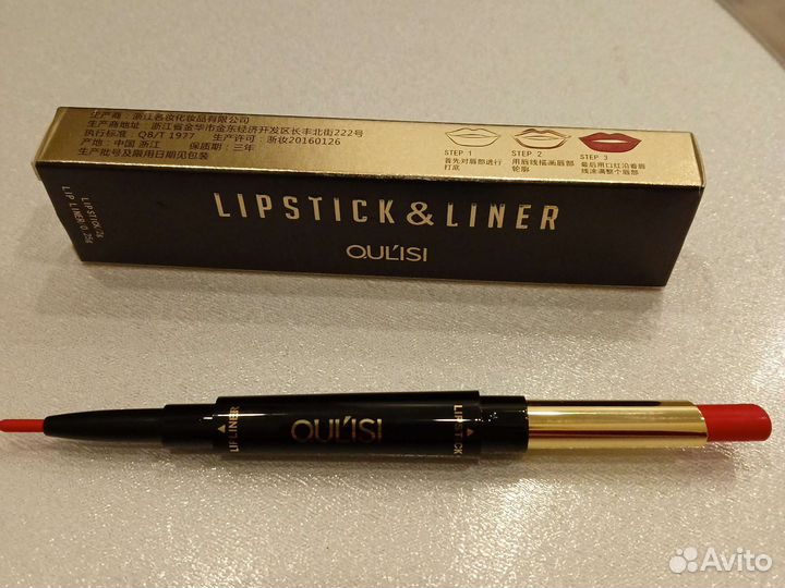 Помада+карандаш для губ, красная, Корея, новая