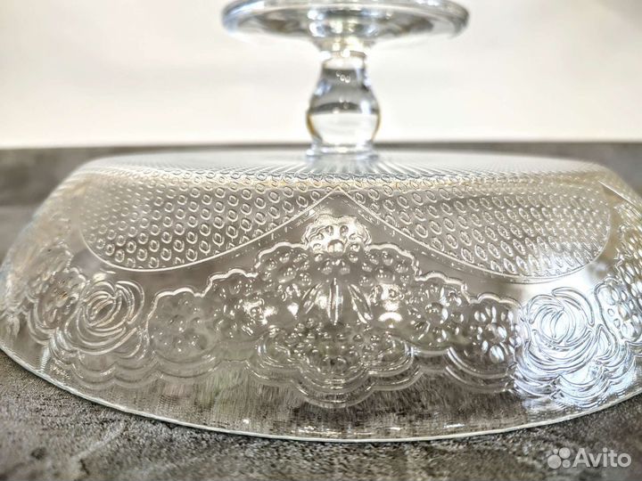 Фруктовница на ножке стекло бу