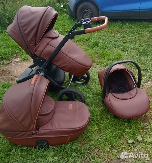 Коляска verdi 3 в 1 эко кожа коричневая