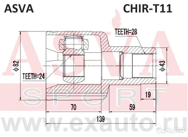Шрус внутренний правый 24x43x28