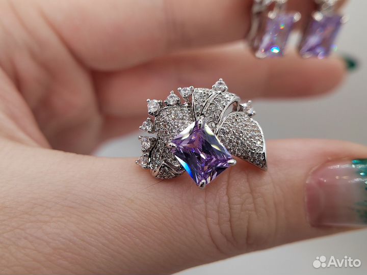 Шикарный набор, аметист, 17р, родий