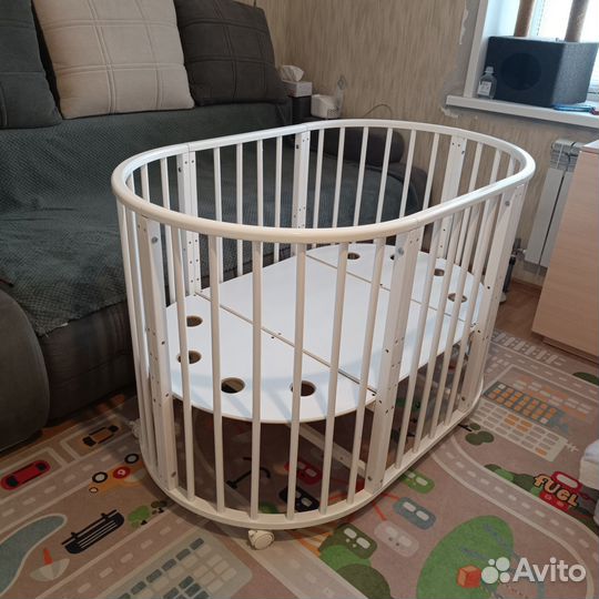 Кроватка трансформер+матрас+бортики+балдахин