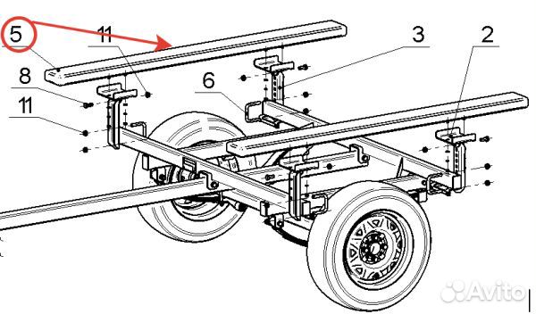 Ложемент прицепа, обтянутый ковролином без кроншт