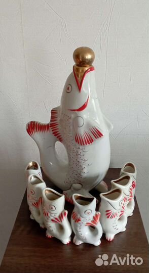 Фарфоровый графин рыбка 8 рыбок ретро винтаж