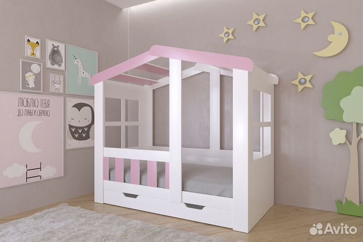 Кровать домик с ящиком, одноярусная 