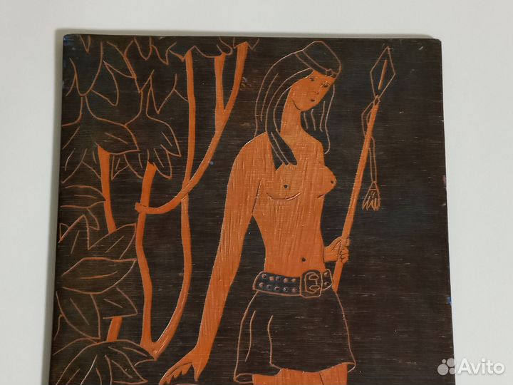 Картина деревянная СССР панно винтаж