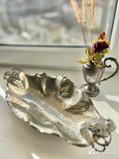 Ваза блюдо олово серебрение Италия винтаж