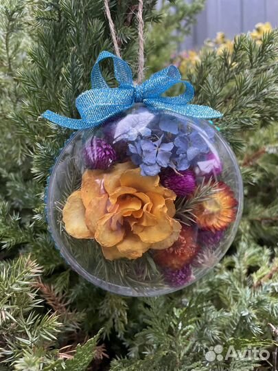 Елочные игрушки с сухоцветами