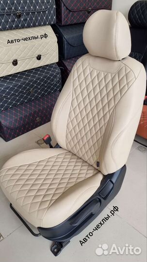 Чехлы Хендай Солярис - Элантра - Крета Бежевые